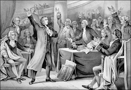 Patrick Henry's oratorical powers inspire his audience